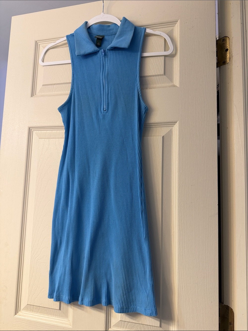 Sleeveless Ribbed Polo Dress in Blue